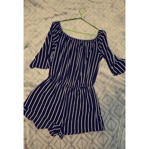 Black striped romper